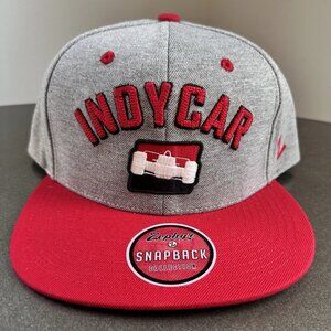 Zephyr Indy Car Cap Hat Gray Red Snapback Flat Bill IndyCar Embroidered New NWT